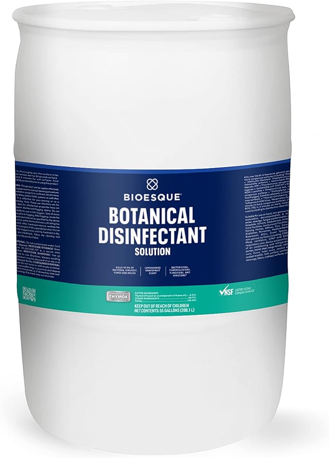 Bioesque Botanical Disinfectant Solution, Heavy Duty Broad-Spectrum Disinfectant, Kills 99.9% of Bacteria, Viruses*, Fungi, &amp; Molds, 55 Gallon (Pack of 1)
