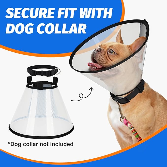Supet Dog Cone Collar Adjustable After Surgery, Comfortable Pet Recovery Collar &amp; Cone for Large Medium Small Dogs, Elizabethan Dog Neck Collar Plastic Practical