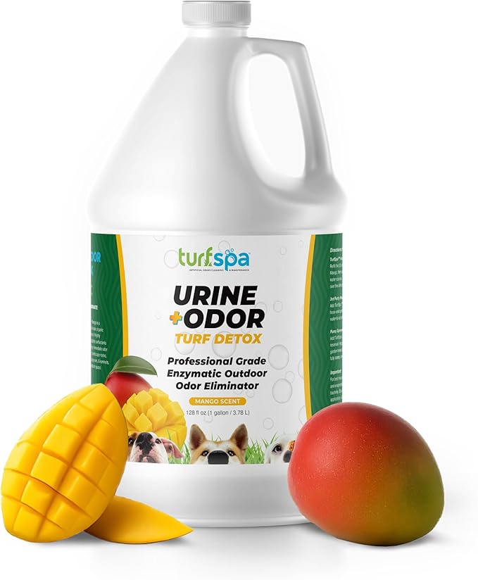 Urine &amp; Odor Turf Detox: Mango Gallon Refill of Professional Enzyme Cleaner &amp; Odor Eliminator for Artificial Grass, Turf, Concrete, Patio &amp; Kennels, Pet Urine Enzymatic Cleaner for Dogs &amp; Cats