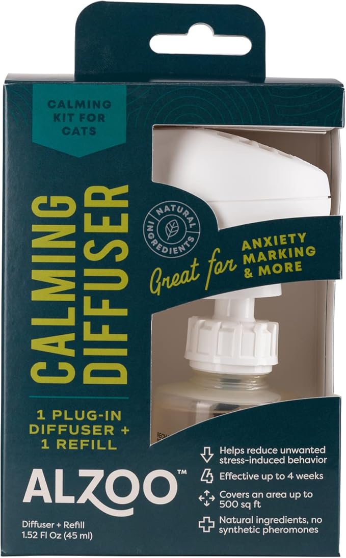 Calming Diffuser for Cats, Kit Includes 1 Plug-in Diffuser &amp; 1 Refill, Helps Reduce Unwanted Stress-Induced Behavior, 100% Plant-Based Active Ingredients, Covers Up to 500 Sq. Ft, 1.52 Fl. Oz.
