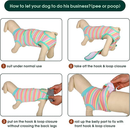 Kuoser Recovery Suit for Dogs Cats After Surgery, Professional Pet Recovery Shirt Dog Abdominal Wounds Bandages, Substitute E-Collar &amp; Cone,Prevent Licking Dog Onesies Pet Surgery Recovery Suit