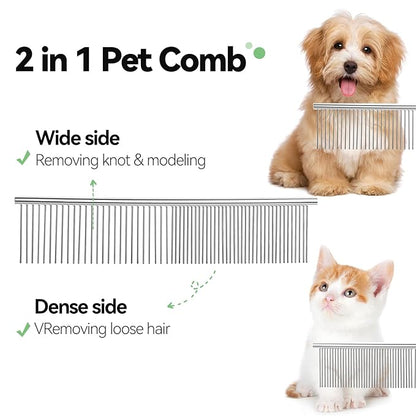 Dog &amp; Cat Brush,Pet Grooming Kit 4PCS- Dog Brush for Shedding| A Pair Pet Hair Removal Gloves| Metal Comb for dog.Removes Undercoat, Loose Hair, Tangled, Dirt and Massages. All hair Types