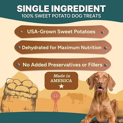 Gaines Family Farmstead Sweet Potato Chips for Dogs - 8 oz Single-Ingredient, All-Natural Dog Treats, Grain-Free &amp; High in Fiber, Made in USA, Crunchy Training Treats
