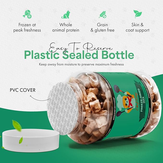 Freeze-Dried Duck Treats for Cats &amp; Dogs – 100% Human Grade, Single Ingredient, High-Protein, Healthy Snack – No Additives or Preservatives – 3.0oz - Inspected &amp; Tested in USA