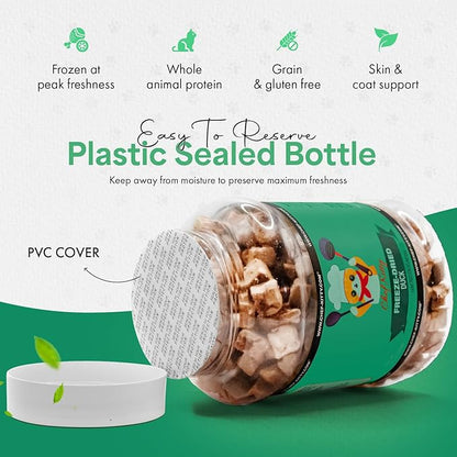 Freeze-Dried Duck Treats for Cats &amp; Dogs – 100% Human Grade, Single Ingredient, High-Protein, Healthy Snack – No Additives or Preservatives – 3.0oz - Inspected &amp; Tested in USA