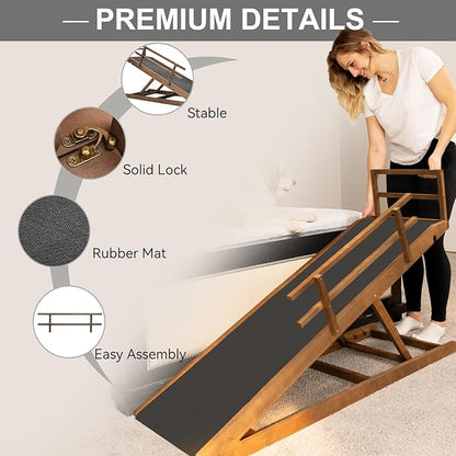 ABORON Dog Ramp,Adjustable Folding Pet Ramp for Bed,Couch,SUV - High Traction Portable Rubber Paw Ramps,Great for Small &amp; Large Old Dogs &amp; Cats, Supports up to 200 lbs,55&
