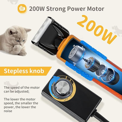 CGOLDENWALL Dog Hair Clipper for Grooming 200W Pet Clipper Kit with Spare Blade, Low Noise&amp;Vibration, Animal Grooming Trimmer for Cat Sheep Dog