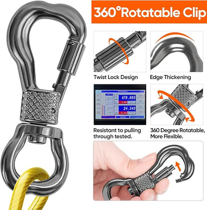 Tresbro 50FT Reflective Tie Out Cable for Dogs Up to 250 Pounds, Steel Wire Lead Leash Cable with Stainless Rotatable Buckle, Lightweight and Enduring, Dog Chains Outside for Outdoor, Yard, Yellow