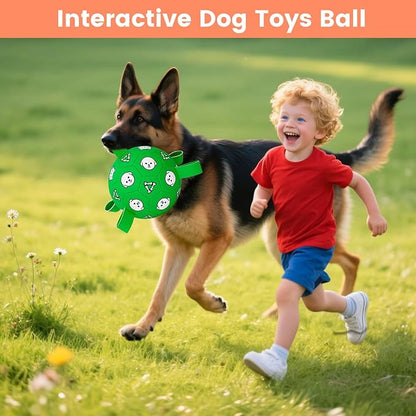 Interactive Dog Toys, Soccer Ball with Straps, Durable Herding Ball for Tug of War, Water Pool Dog Busy Toys for Indoor/Outdoor Play – Fun Birthday Gift for Medium &amp; Large Dogs, 8 Inch