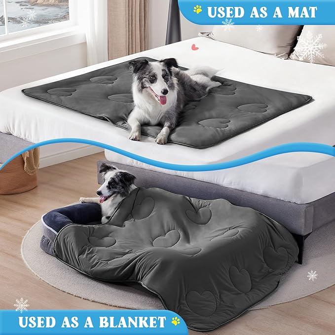 Cooling Blanket for Dogs, Lightweight &amp; Durable Dog Cooling Mat, Q-MAX>0.45 Soft Breathable Pets Comforter for Couch, Bed &amp; Car Essential - Dark Grey 30x40 Inches
