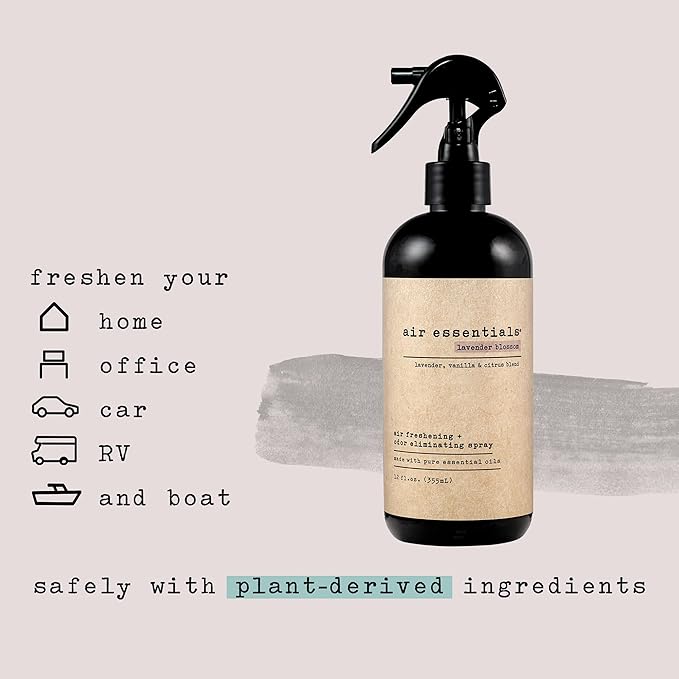 Air Essentials Air Freshener &amp; Odor Eliminator Spray - 12 oz, Pack of 2 - Made with Pure Essential Oils - Lavender Blossom Scent