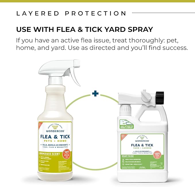 Wondercide - Flea, Tick &amp; Mosquito Spray for Pets and Home with Natural Essential Oils - Killer, Control, Prevention, Treatment - Lemongrass 16 oz