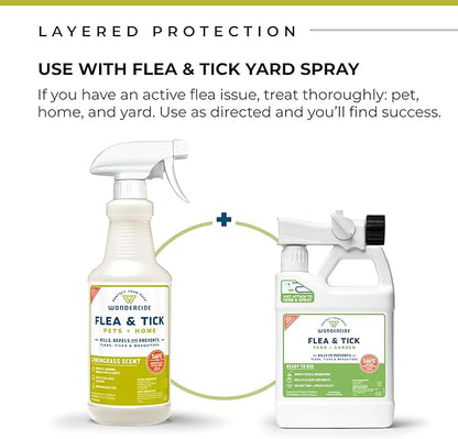 Wondercide - Flea, Tick &amp; Mosquito Spray for Dogs, Cats, and Home - Flea and Tick Killer, Control, Prevention, Treatment - with Natural Essential Oils - Pet and Family Safe - Lemongrass 32 oz