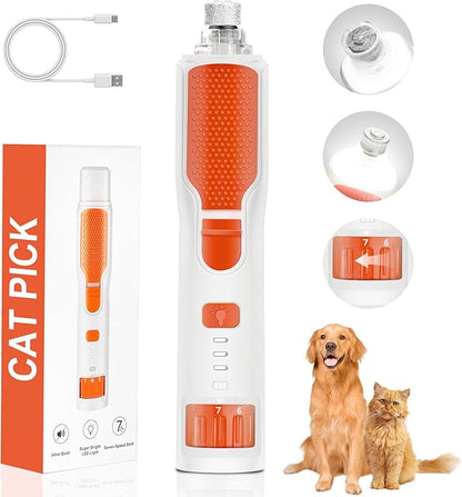 Dog Nail Grinder 7-Speed &amp; 360° LED Light, Professional Pet Nail Grinder for Dogs and Cats, Electric Dog Nail Trimmer Painless Paws Grooming &amp; Smoothing Tool for Large Medium Small Dogs Cats Pets