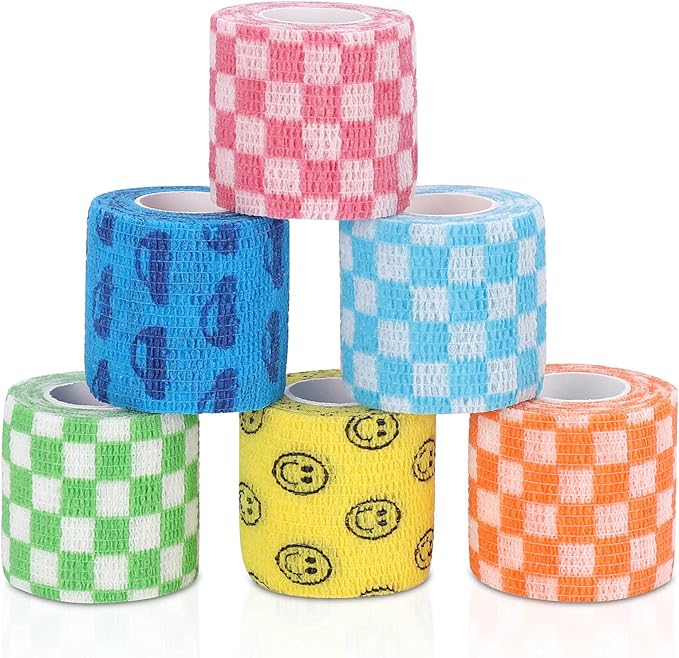 Vet Wrap Self Adhering Bandage Wrap Cohesive Bandage Multi-Function Wrap Tape for Dogs Cats Horses Birds Animals Non-Woven Strong Sports Tape for Wrist Healing Ankle Sprain &amp; Swelling 6 Rolls
