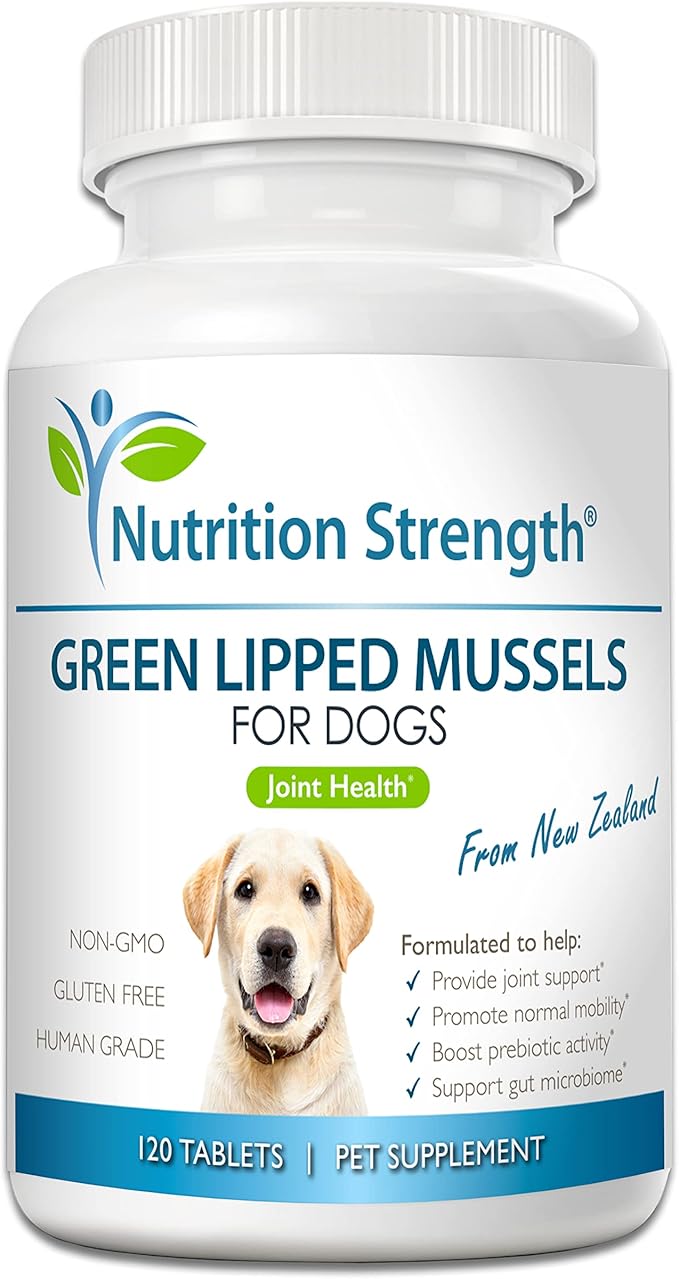 Green Lipped Mussels for Dogs for Joint Support &amp; Inflammatory Relief, Promote Normal Mobility &amp; Flexibility, Boost Prebiotic Activity, Support Gut Microbiome, 120 Chewable Tablets