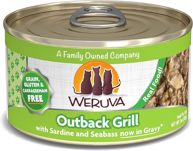 Weruva Classic Cat Food, Outback Grill with Sardine &amp; Seabass in Gravy, 3oz Can (Pack of 24)