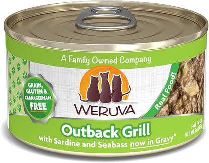 Weruva Classic Cat Food, Outback Grill with Sardine &amp; Seabass in Gravy, 3oz Can (Pack of 24)