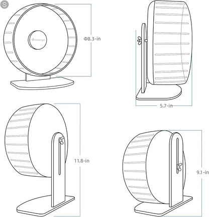 Niteangel Super-Silent Hamster Exercise Wheels: - Quiet Spinner Hamster Running Wheels with Adjustable Stand for Hamsters Gerbils Mice Or Other Small Animals (S, Transparent)