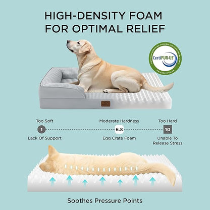 Bedsure Orthopedic Dog Beds for Small Dogs - Washable Small Dog Cat Bed Waterproof, Comfort Pet Couch Sofa with Washable Removable Cover, Pets Bed with Nonskid Bottom, Cooling Grey, 24"