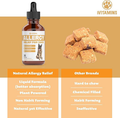 Natural Dog Allergy Relief - Helps to Naturally Support Allergy &amp; Itch Relief for Dogs - Allergy Relief for Dogs Itching - Itch Relief for Dogs - Dog Itch Relief - Dog Allergy Support - 1 fl oz (Dogs)