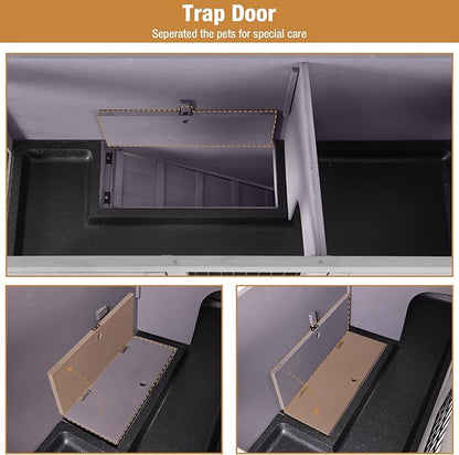 GUTINNEEN Folding Rabbit Hutch Indoor Bunny Cage in No Time Assemble Guinea Pig Cage Rabbit House Movable