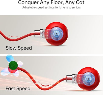 Interactive Cat Ball Toy - 2025 Smart Rolling Cat Toy with Shiny Tail, Motion Activated Boredom Relief for Indoor Cats, USB Rechargeable &amp; Obstacle Avoidance