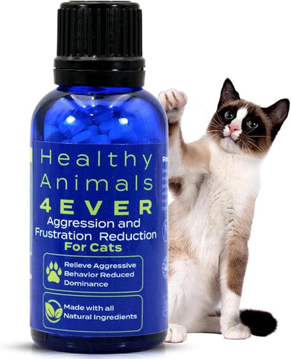 HealthyAnimals4Ever HA4E - Calming Tablets for Stressed and Aggressive Cats - Reduce Cat Aggression &amp; Promote Relaxation - All-Natural, Homeopathic Remedy - 300 Tablets