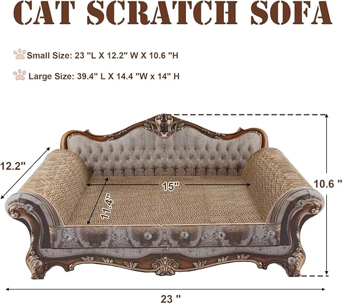 Sofa Shaped Scratching Couch,Thick Scratching Cardboard, Lounge Bed for Indoor Rest&amp;Play, Sofa Scratcher Pad (23 "L X 12.2" W X 10.6 "H)