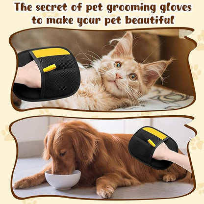 2PCS Pet Hair Removal Glove, 2025 New Upgrade Efficient Grooming Gloves for Pet Hair, Pet Hair Removal Tool for Cats &amp; Dogs, Reusable Cat &amp; Dog Hair Remover for Couch, Furniture, Carpet, Curtain