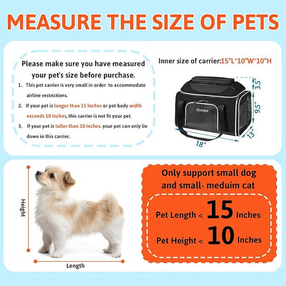 Petskd Top-Expandable Pet Carrier with Wheels 18x13x9.5 Inches Southwest Airline Approved, Soft-Sided Carrier for Small Cats Dogs with Locking Safety Zippers and Anti-Scratch Mesh(Black)