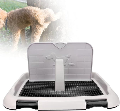 Indoor Dog Potty Tray - Miniature Poodle Pad Holder, Anti-Slide Plastic Potty for Small &amp; Medium Dogs (Black)