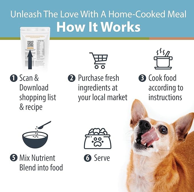 JustFoodForDogs DIY Nutrient Blend for Homemade Dog Food, Turkey &amp; Whole Wheat Macaroni Recipe