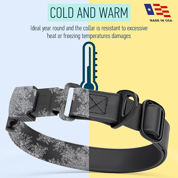 Dogline Biothane Waterproof Dog Collar with Herm Sprenger Black Stainless Steel Quick Release Buckle – Heavy Duty Tactical Durable Collar for Dogs – Comfortable and Safe Pet Collar W3/4" L12-19 Black