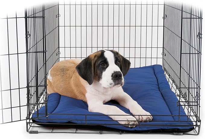 K9 Ballistics Tough Ripstop Dog Crate Pad - Durable &amp; Machine Washable with Non-Skid Bottom and 120-Day Warranty, Fits 48" Wire Crates - X-Large, Blue Quartz