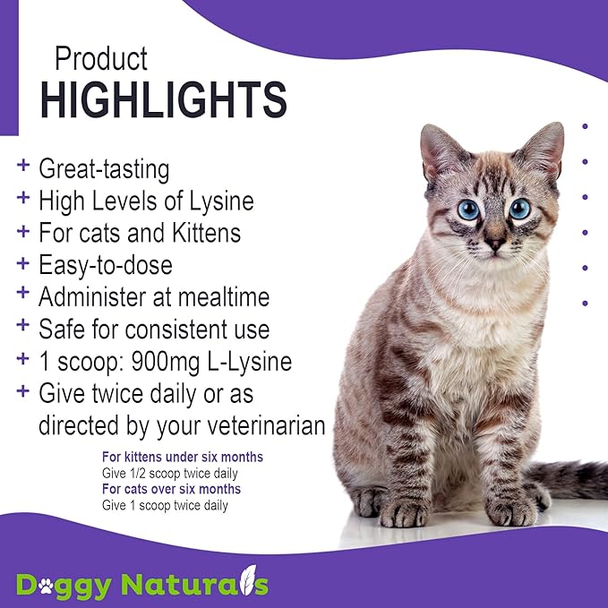 Trulysine Plus L-Lysine for Cats Immune Support Oral Powder 8oz/226g - Cats &amp; Kittens of All Age, Sneezing, Runny Nose Squinting, Watery Eyes-Fish &amp; Poultry Flavor (U.S.A)(225 Grams (900mg / Scoop))