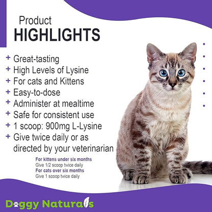 Trulysine Plus L-Lysine for Cats Immune Support Oral Powder 8oz/226g - Cats &amp; Kittens of All Age, Sneezing, Runny Nose Squinting, Watery Eyes-Fish &amp; Poultry Flavor (U.S.A)(225 Grams (900mg / Scoop))