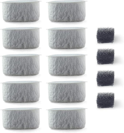 PET STANDARD Replacement Water Filter &amp; 4 Pack Replacement Pre-Filter Sponges Compatible With WOPET® 67oz/2L Automatic Pet Fountain, Pack of 10