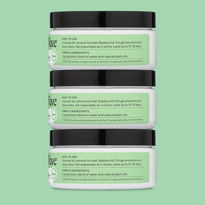 Fresh Wave Odor Removing Gel, 7 oz., Pack of 3 - Odor Absorbers for Home, Safer Odor Relief, Natural Plant-Based Odor Eliminator, Every 7 oz. lasts 15-30 Days, For Cooking, Trash &amp; Pets