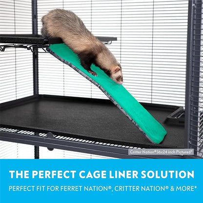 Paw Inspired® Fleece Liners for Ferret Nation, Critter Nation * Cage Ramp for Ferrets, Rats, Chinchillas, Hedgehogs &amp; Other Small Animals (Green, Ramp Cover - 3 Pack)
