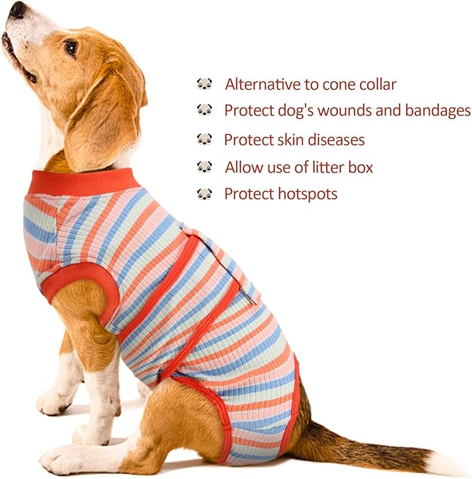 Kuoser Recovery Suit for Dogs Cats After Surgery, Professional Pet Recovery Shirt Dog Abdominal Wounds Bandages, Substitute E-Collar &amp; Cone,Prevent Licking Dog Onesies Pet Surgery Recovery Suit