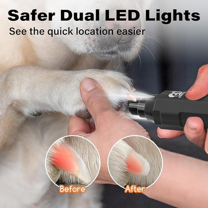 Casfuy 6-Speed Dog Nail Grinder - Newest Enhanced Pet Nail Grinder Super Quiet Electric Dog Nail Trimmer Rechargeable Painless Paws Grooming &amp; Smoothing Tool for Large Medium Small Dogs (Grey)