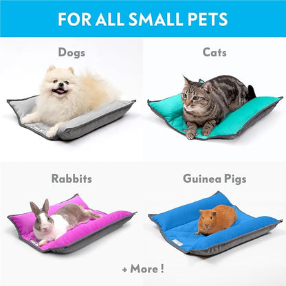 Paw Inspired Snuggle Bunny Bolster Bed for Rabbits, Cats, Dogs and Other Small Pets, Reversible Fleece Flop Bedding with Padded Sides (Gray/Beige)