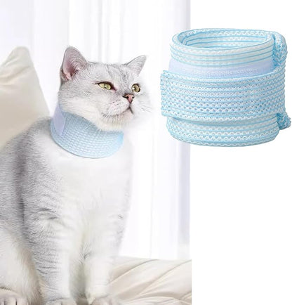 Cat Neck Brace Cover - Breathable &amp; Adjustable Elizabethan Collar for Post-Surgery Recovery Anti-Scratch Anti-Lick Protection, Cervical Cone for Small Medium Large Dogs Puppies Kittens (Small,Blue)