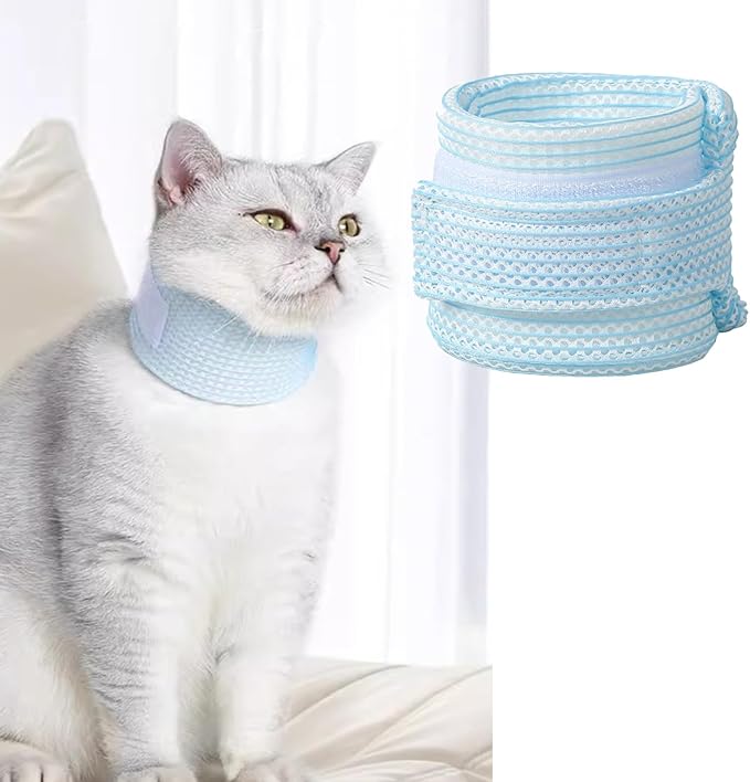 Cat Neck Brace Cover - Breathable &amp; Adjustable Elizabethan Collar for Post-Surgery Recovery Anti-Scratch Anti-Lick Protection, Cervical Cone for Small Medium Large Dogs Puppies Kittens (XX-Large,Blue)