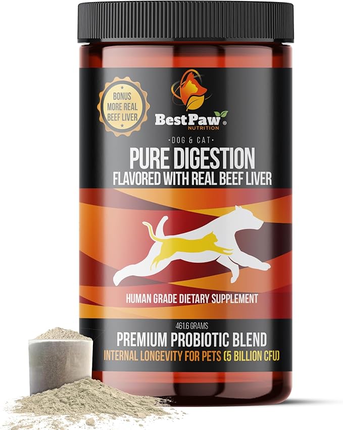 Dog &amp; Cat Premium Probiotic Prebiotic &amp; Digestive Enzymes 5 Billion CFU Organic Turmeric Coconut Oil Pure Pumpkin &amp; Kelp for Healthy Bowels Gut &amp; UTIs Beef Liver Flavor
