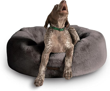 UnHide Floof Pet Bed - Medium (28" x 10") - Extra Soft Dog Bed - Removable Faux Fur Cover - Machine Washable - Helps Ease Pet Anxiety &amp; Provides The Perfect Sleep - Charcoal Charlie