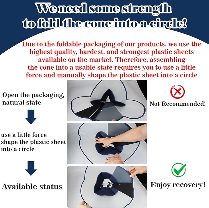 Hard &amp; Heavy Plastic Dog Cone Collar Alternative for Lab Golden GSD (Small&amp;Medium Sized) After Surgery, Large Adjustable Recovery Cone Anti-Lick, Elizabethan Protective Cone of Shame for Healing