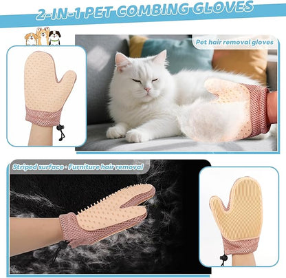 Pet Steam Brush for Dog &amp; Cat – 3-in-1 Spray Hair Removal Comb for Shedding &amp; Grooming Shedding Glove, Flea Comb, Couch Carpet Hair Removal Tool, Nail Toenail Clippers Nail File Shampoo-8PCS