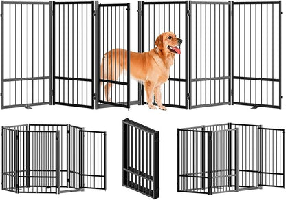 Full Metal Freestanding Dog Gate with Door, 32&